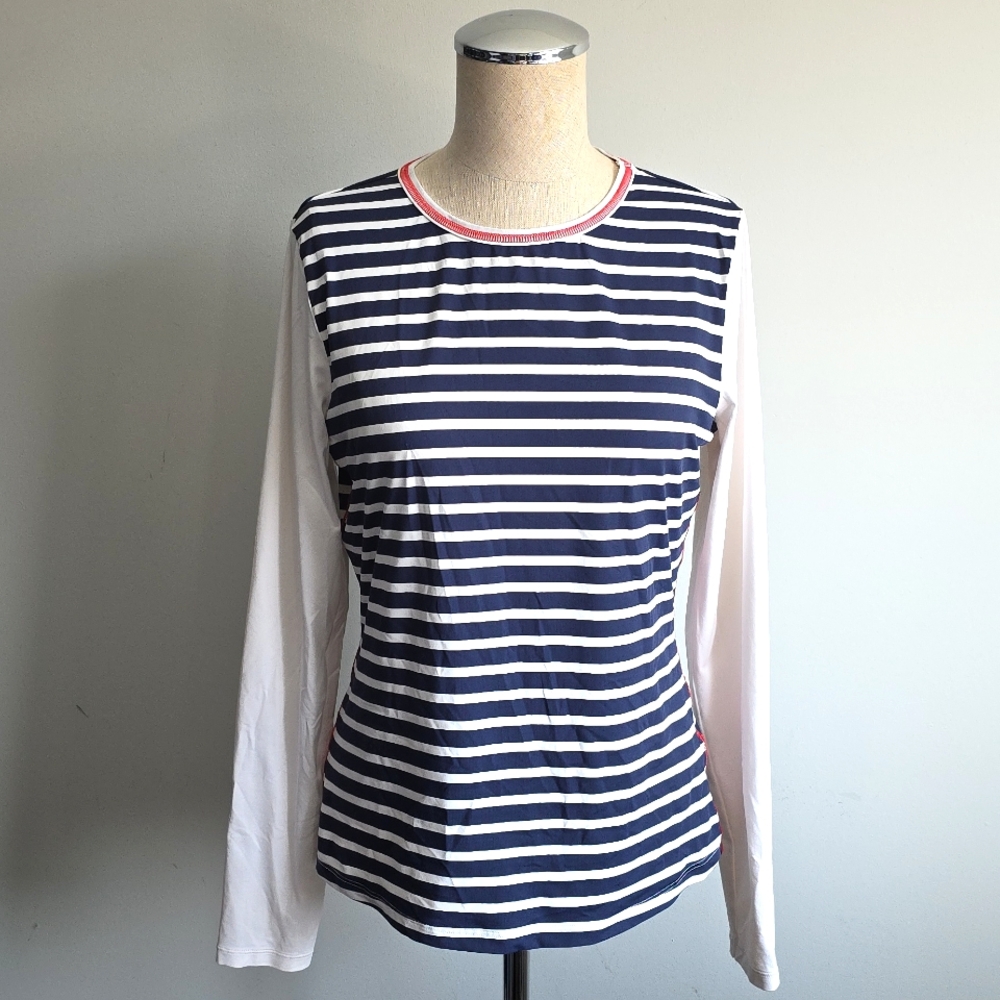 Lands End Striped Long Sleeve Rashguard Top XS 2/4